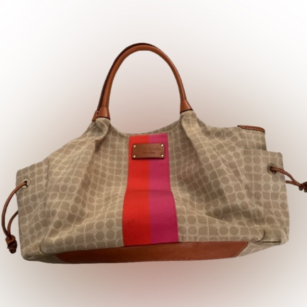 Kate Spade Stevie Diaper Bag with Pink/Red Stripe